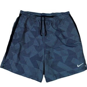 Nike Men’s Athletic Shorts Striped Blue Logo Drawstring M